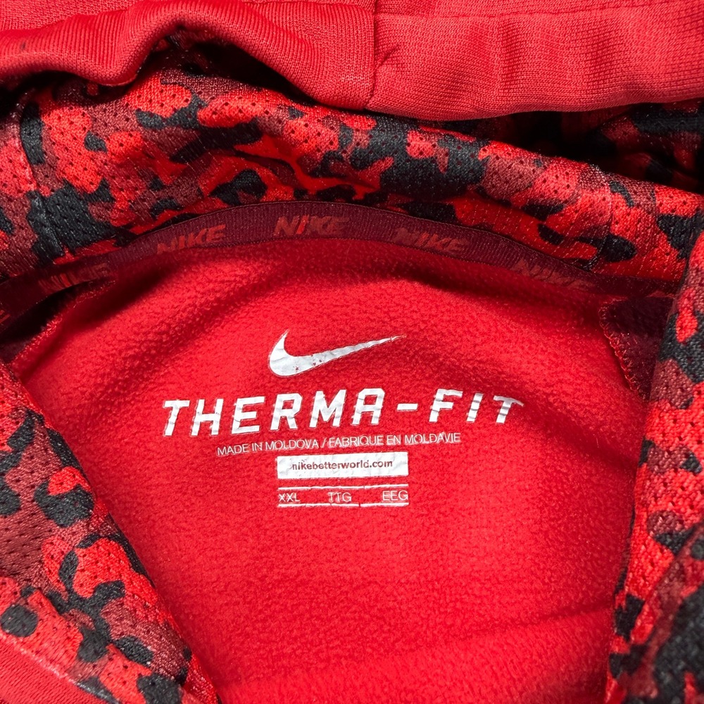 Nike Sweatshirt Men's 2XL Red Therma-FIT Camo Swoosh Pullover Athletic Workout - Picture 4 of 10